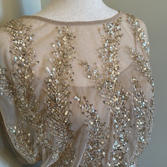 Aidan Mattox Sequined Gold and Champagne Dress Size 4 - Picture 10 of 11